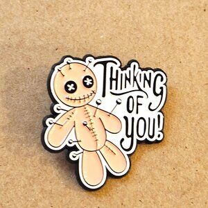 Thinking of You Voodoo Doll Enamel Pin Funny Cute Creepy Lapel Jacket Backpack